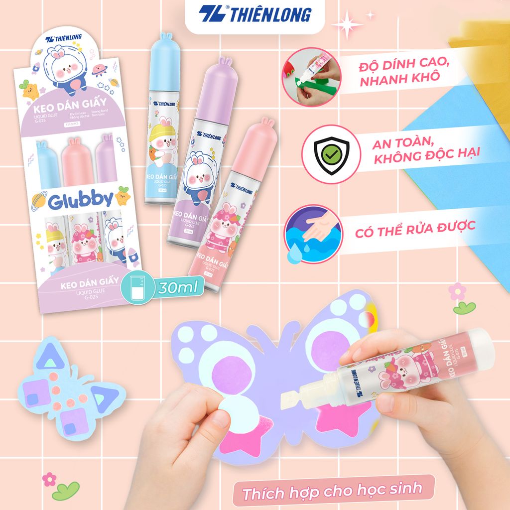 Keo dán giấy - Glubby Liquid Glue Thiên Long G-025 - Mẫu thân ngẫu nhiên