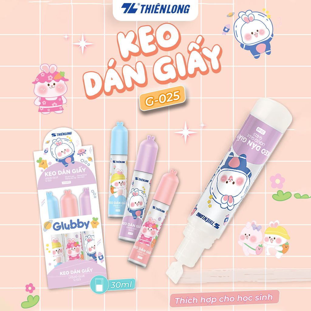 Keo dán giấy - Glubby Liquid Glue Thiên Long G-025 - Mẫu thân ngẫu nhiên