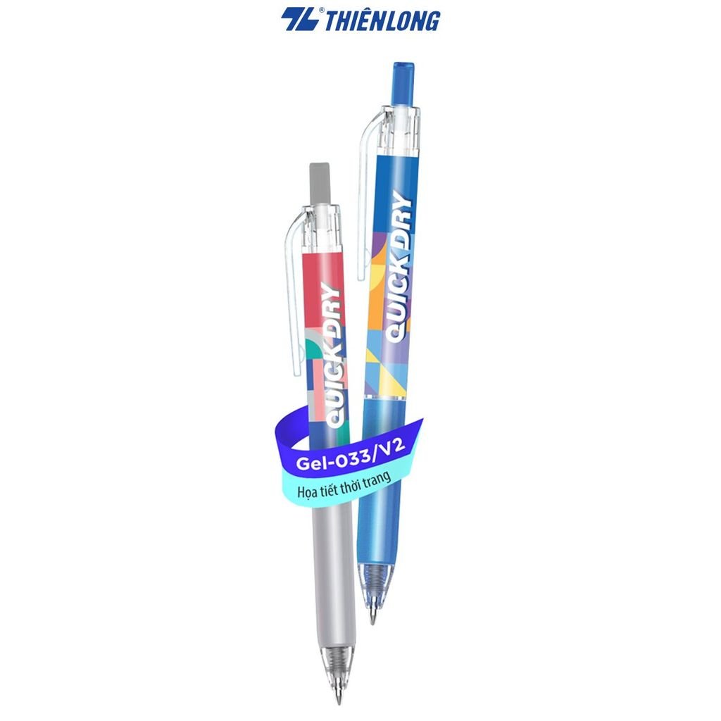 Bút gel Quick Dry Thiên Long Gel-033/v1, Gel-033/v2 Phiên bản đặc biệt  - Mực khô siêu nhanh - Họa tiết thời trang