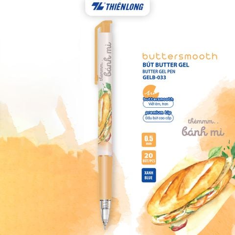[BST] Bút gel B - Buttersmooth Gel Thiên Long - Premium Tip viết êm, trơn - Mực Xanh - Phiên bản Món ngon Việt Nam