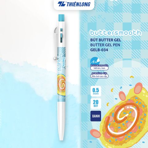 [BST] Bút gel B - Buttersmooth Gel Thiên Long - Premium Tip viết êm, trơn - Mực Xanh - Phiên bản Món ngon Việt Nam