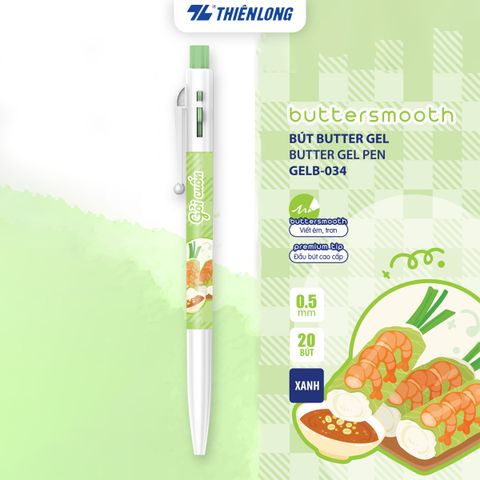 [BST] Bút gel B - Buttersmooth Gel Thiên Long - Premium Tip viết êm, trơn - Mực Xanh - Phiên bản Món ngon Việt Nam