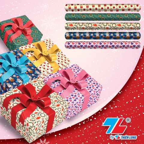 Bộ 5 giấy gói quà Giáng Sinh Thiên Long - Món quà thêm ý nghĩa mùa Noel