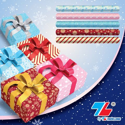 Bộ 5 giấy gói quà Giáng Sinh Thiên Long - Món quà thêm ý nghĩa mùa Noel