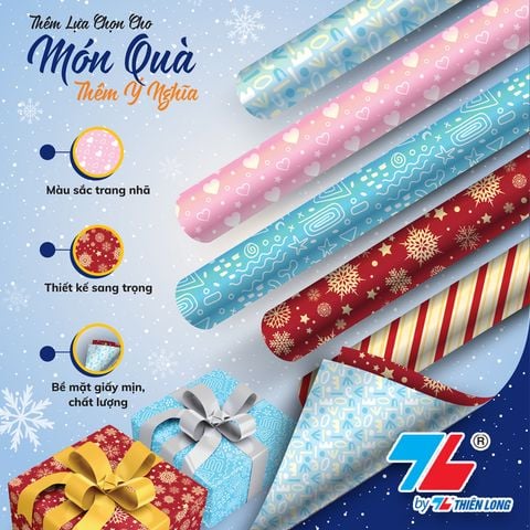 Bộ 5 giấy gói quà Giáng Sinh Thiên Long - Món quà thêm ý nghĩa mùa Noel
