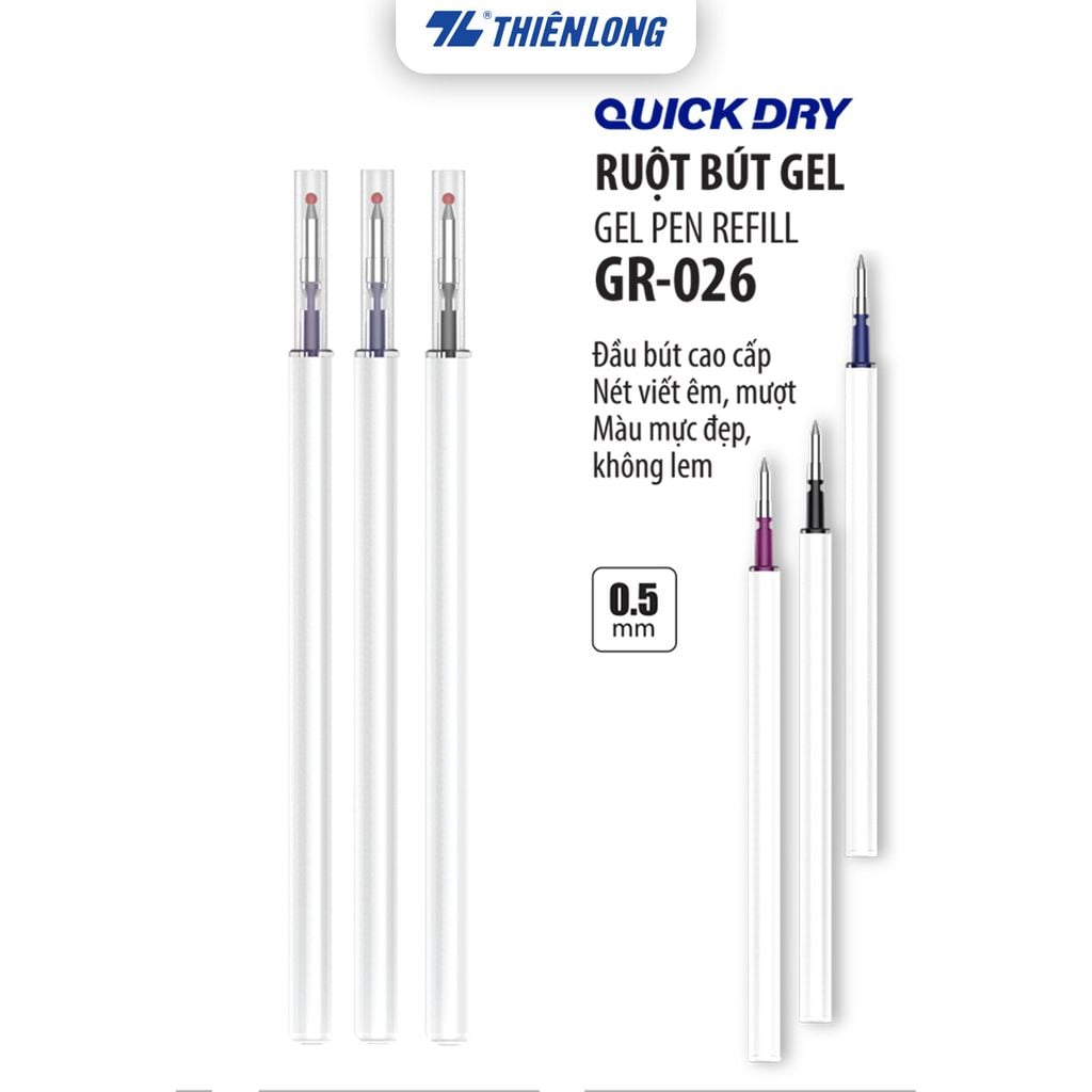 Túi 02 Ruột bút gel Quick Dry Thiên Long Officemate GR-026