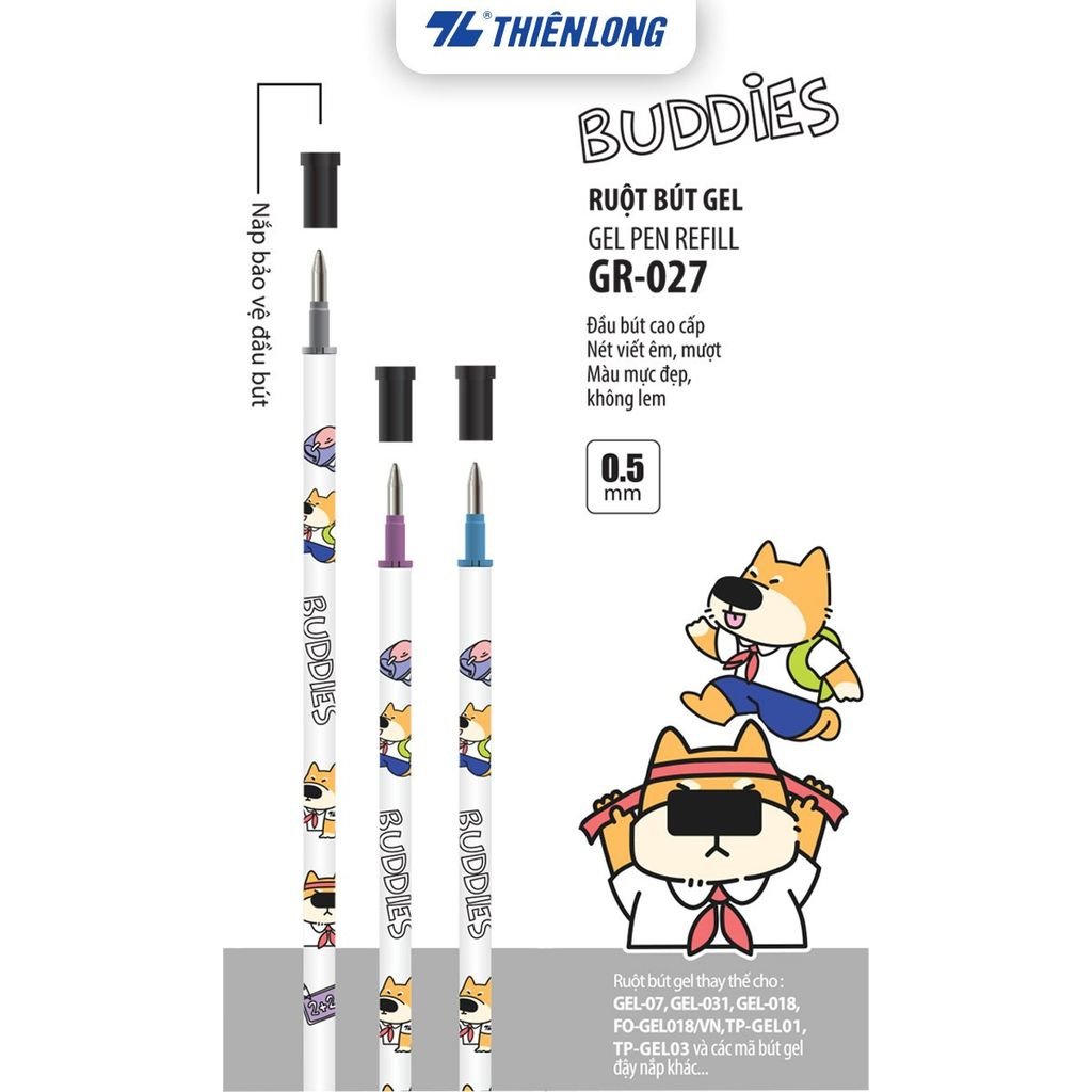 Túi 02 Ruột bút gel Buddies Thiên Long GR-027