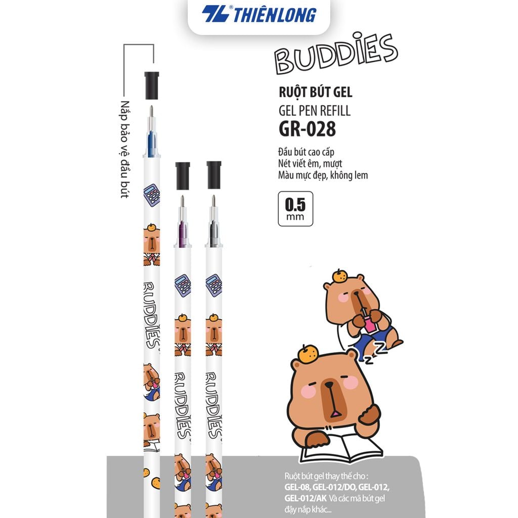 Túi 02 Ruột bút gel Buddies Thiên Long GR-028