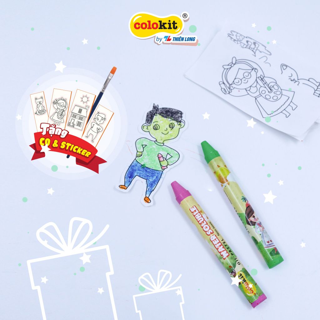 Bút sáp đa năng 12 màu rửa được Colo Art Thiên Long Colokit - WSO-C001- Sáng tạo tranh nổi - Vừa là sáp màu - Vừa là màu nước - Tiêu chuẩn châu Âu