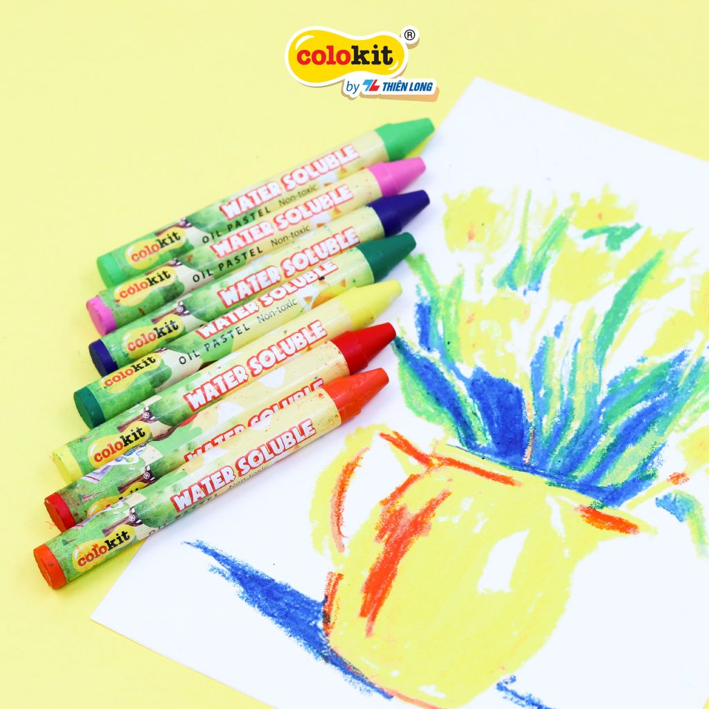 Bút sáp đa năng 12 màu rửa được Colo Art Thiên Long Colokit - WSO-C001- Sáng tạo tranh nổi - Vừa là sáp màu - Vừa là màu nước - Tiêu chuẩn châu Âu