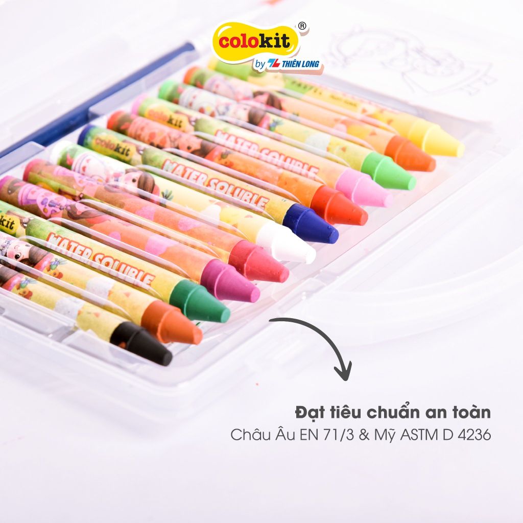 Bút sáp đa năng 12 màu rửa được Colo Art Thiên Long Colokit - WSO-C001- Sáng tạo tranh nổi - Vừa là sáp màu - Vừa là màu nước - Tiêu chuẩn châu Âu