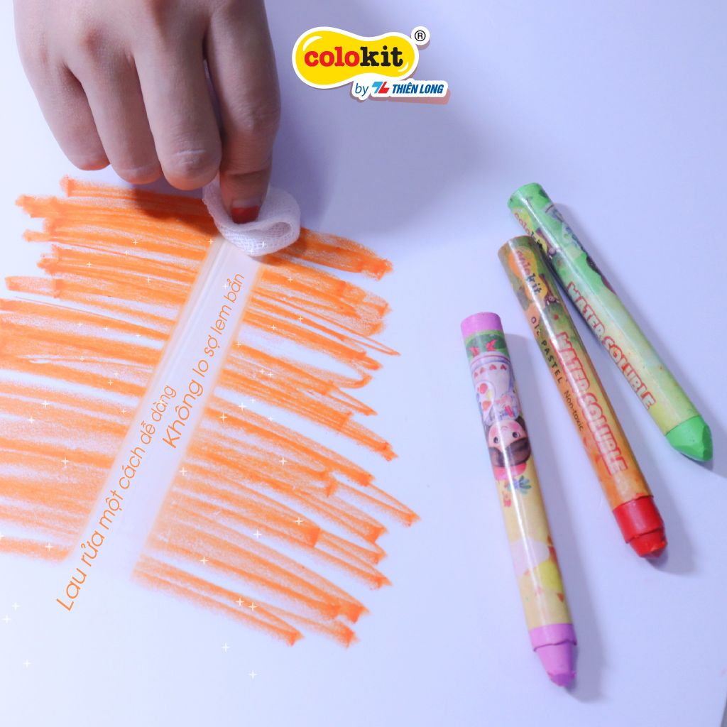 Bút sáp đa năng 12 màu rửa được Colo Art Thiên Long Colokit - WSO-C001- Sáng tạo tranh nổi - Vừa là sáp màu - Vừa là màu nước - Tiêu chuẩn châu Âu