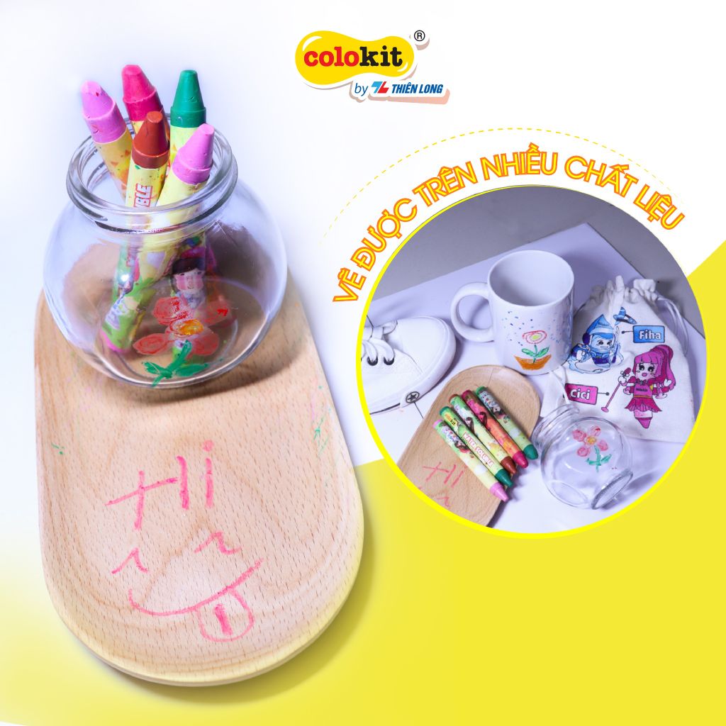 Bút sáp đa năng 12 màu rửa được Colo Art Thiên Long Colokit - WSO-C001- Sáng tạo tranh nổi - Vừa là sáp màu - Vừa là màu nước - Tiêu chuẩn châu Âu