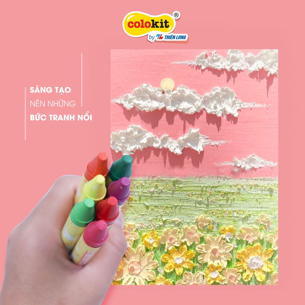 Bút sáp đa năng 12 màu rửa được Colo Art Thiên Long Colokit - WSO-C001- Sáng tạo tranh nổi - Vừa là sáp màu - Vừa là màu nước - Tiêu chuẩn châu Âu