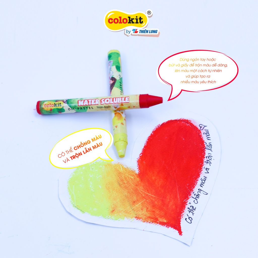 Bút sáp đa năng 12 màu rửa được Colo Art Thiên Long Colokit - WSO-C001- Sáng tạo tranh nổi - Vừa là sáp màu - Vừa là màu nước - Tiêu chuẩn châu Âu
