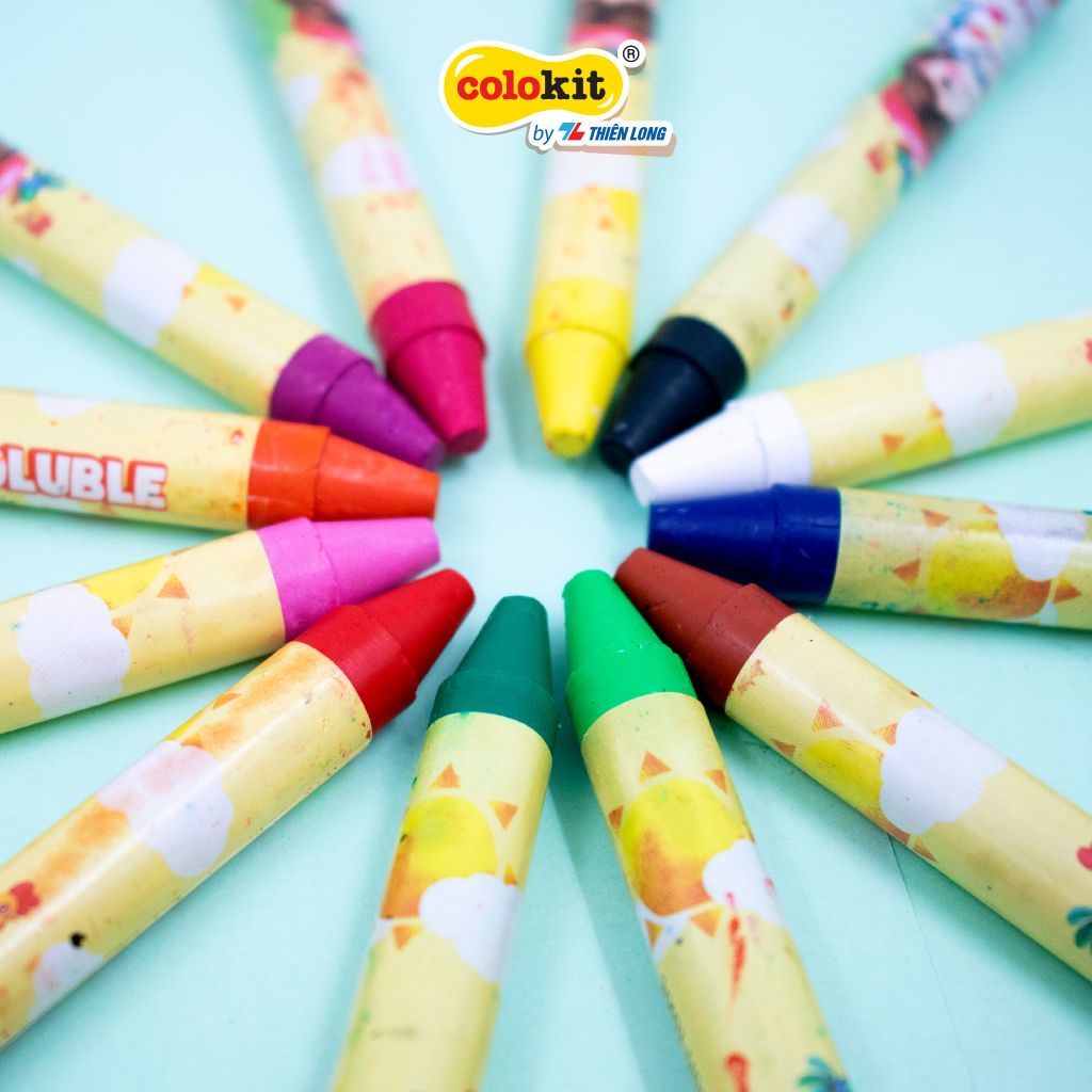 Bút sáp đa năng 12 màu rửa được Colo Art Thiên Long Colokit - WSO-C001- Sáng tạo tranh nổi - Vừa là sáp màu - Vừa là màu nước - Tiêu chuẩn châu Âu