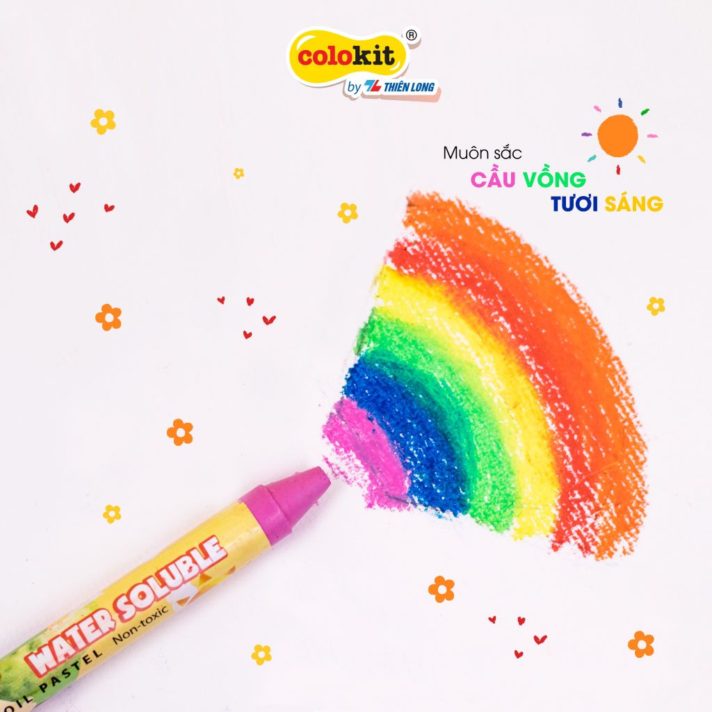 Bút sáp đa năng 12 màu rửa được Colo Art Thiên Long Colokit - WSO-C001- Sáng tạo tranh nổi - Vừa là sáp màu - Vừa là màu nước - Tiêu chuẩn châu Âu