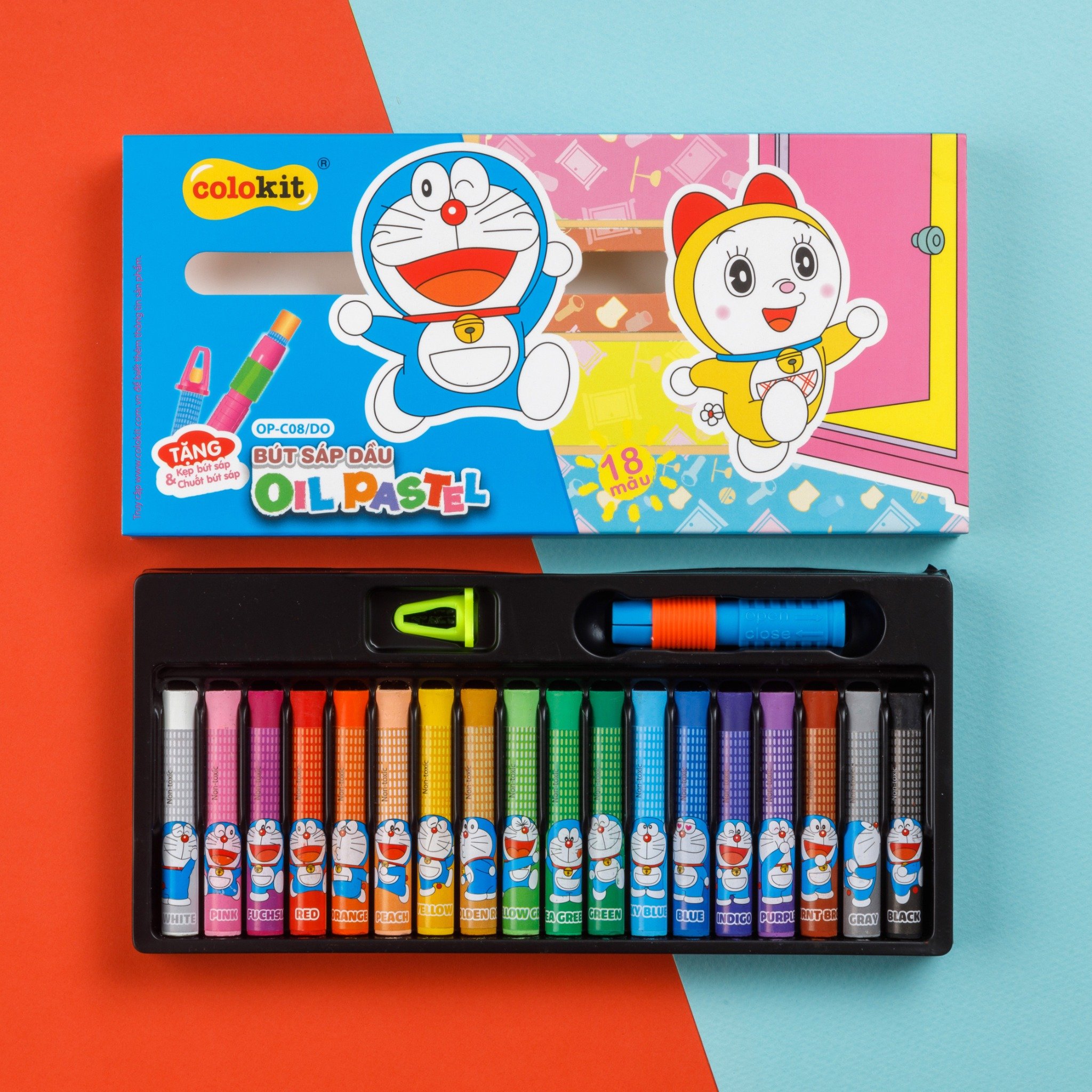 Sáp dầu 18 màu Colokit Doraemon OP-C08/DO