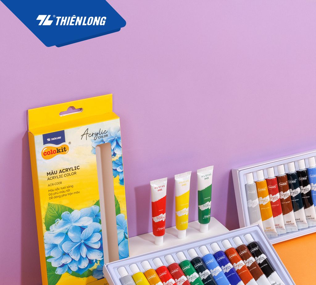 Màu nước Acrylic dạng tuýp 12ml Thiên Long Colokit ACR-C008
