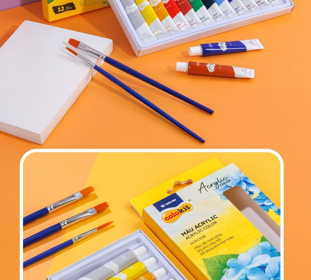 Màu nước Acrylic dạng tuýp 12ml Thiên Long Colokit ACR-C008