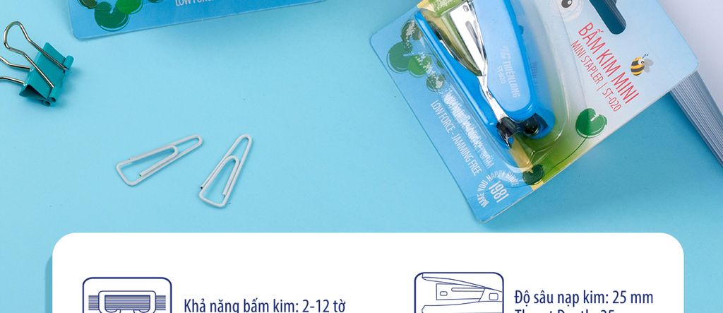 Bấm kim mini số 10 - Mini Stapler Thiên Long - Bấm nhẹ hơn - Màu ngẫu nhiên