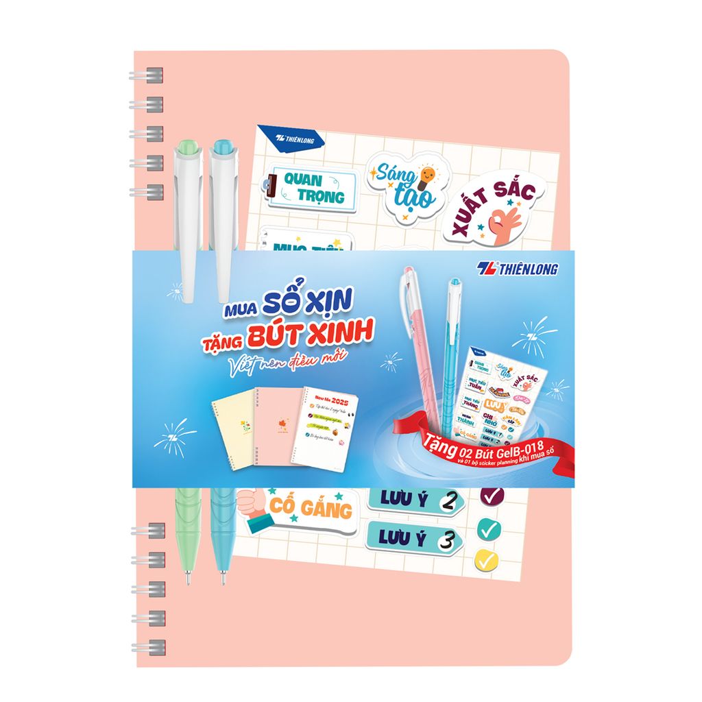 Sổ lò xo đường kẻ ngang A5 Thiên Long - Tặng Bút và Sticker