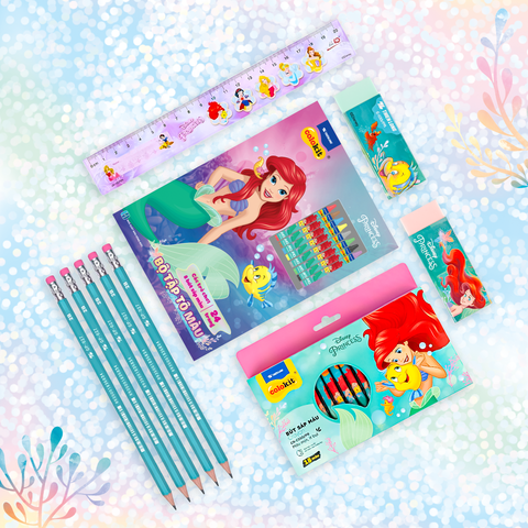 Combo mỹ thuật nàng tiên cá Ariel (5 món tiện dụng, nhân vật hoạt hình đáng yêu)