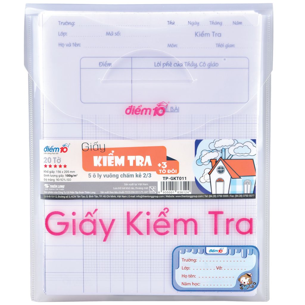 Giấy kiểm tra  Điểm 10 TP-GKT011 5 ôly