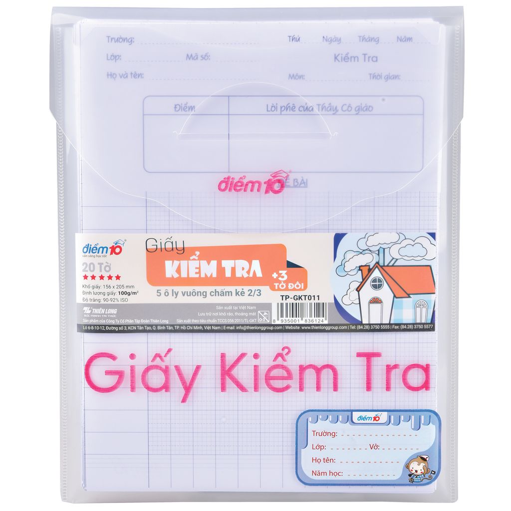 Giấy kiểm tra  Điểm 10 TP-GKT011 5 ôly