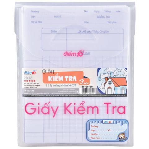 Giấy kiểm tra  Điểm 10 TP-GKT011 5 ôly