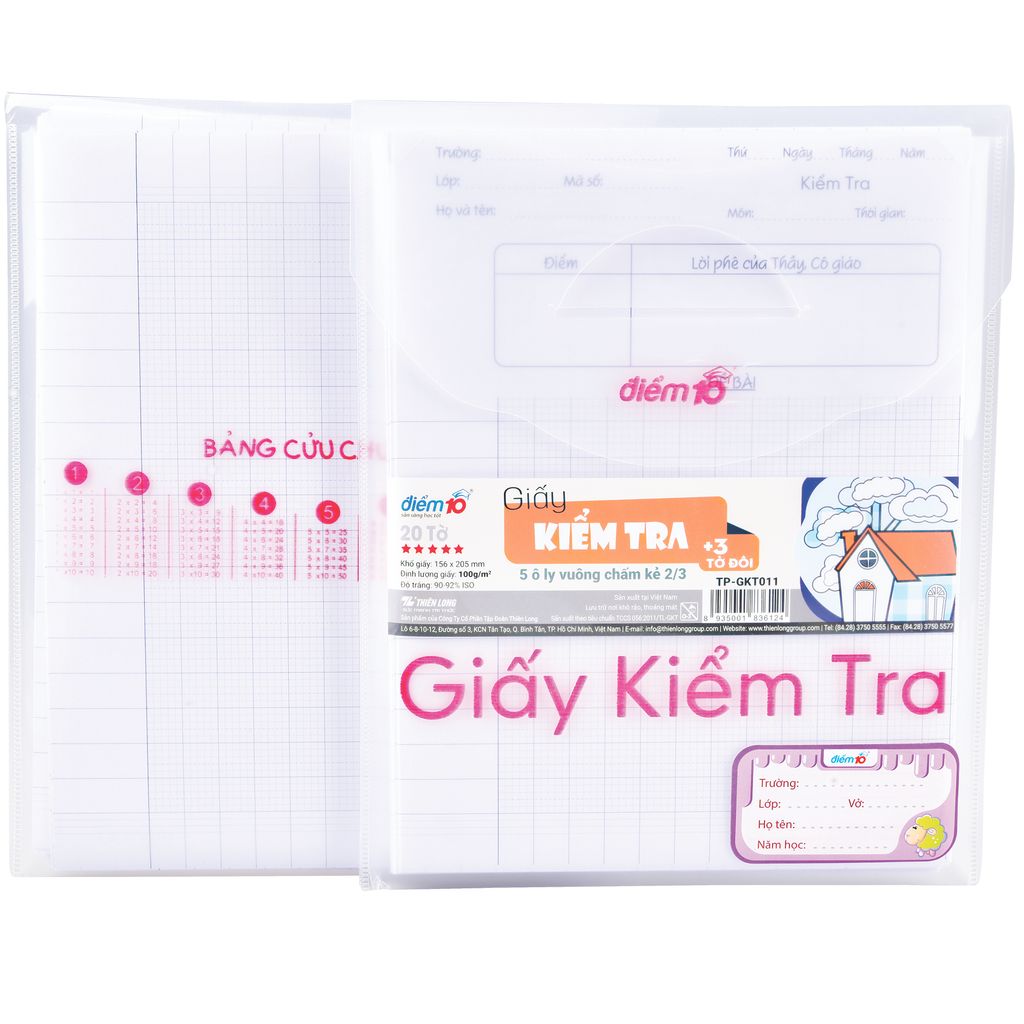 Giấy kiểm tra  Điểm 10 TP-GKT011 5 ôly