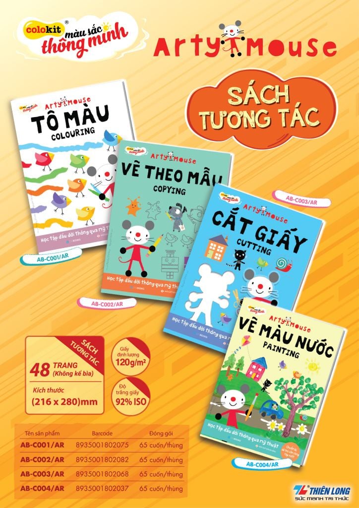 Sách hướng dẫn tô màu theo chủ đề cho bé khám phá thiên nhiên Arty Mouse Colokit COLORING AB-C001/AR