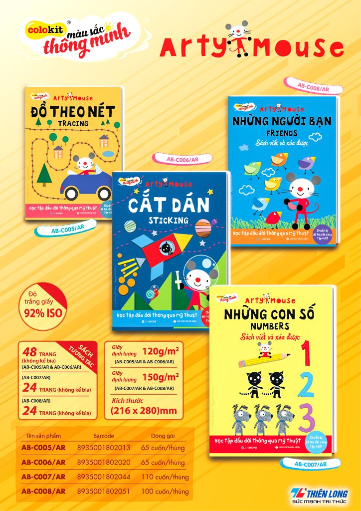 Sách hướng dẫn Cắt dán thủ công cho bé Arty Mouse Colokit STICKING AB-C006/AR