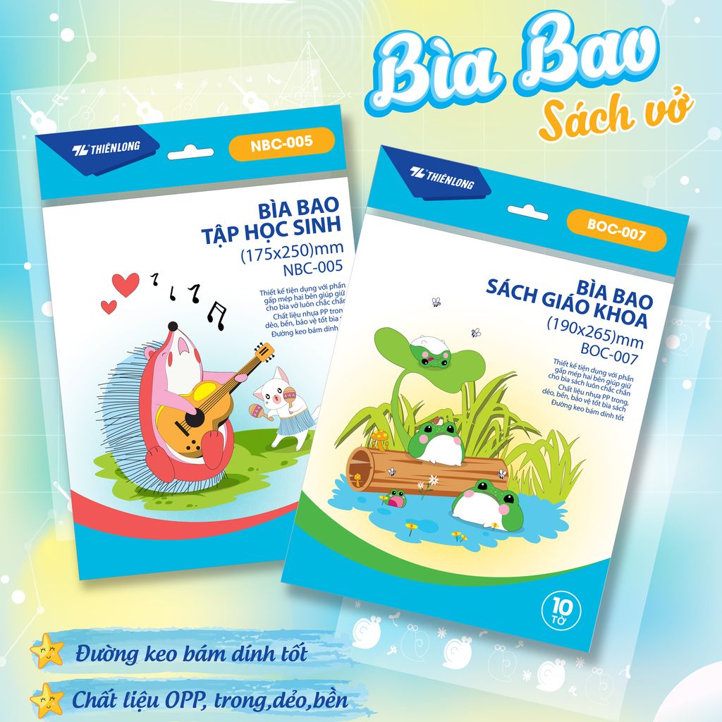 Túi 10 Bìa bao Tập sinh viên Thiên Long NBC-005