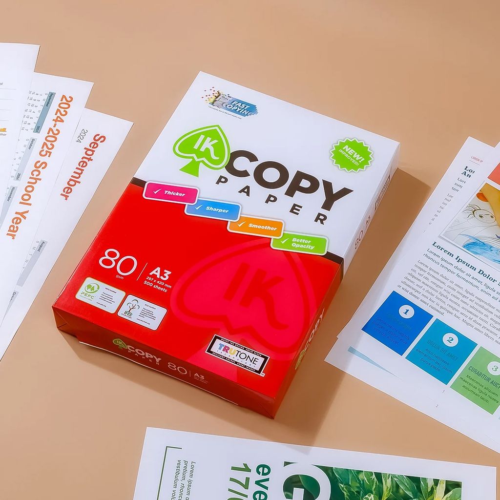 Combo 5 Ream giấy A3 80 gsm IK Copy (500 tờ) - Hàng nhập khẩu Indonesia