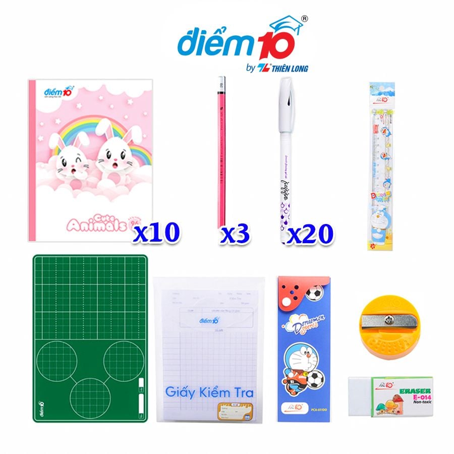 [Combo Cấp 1] Bộ Combo cùng bé nhập học - 09 Món  + Tặng cặp tiện lợi