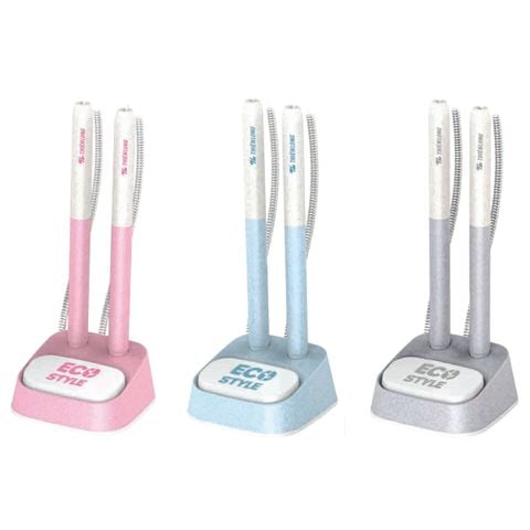 Bút bi đế cắm Thiên Long ECO Style PH-063/ECO - Mực Xanh - Chất liệu từ vỏ cám trấu