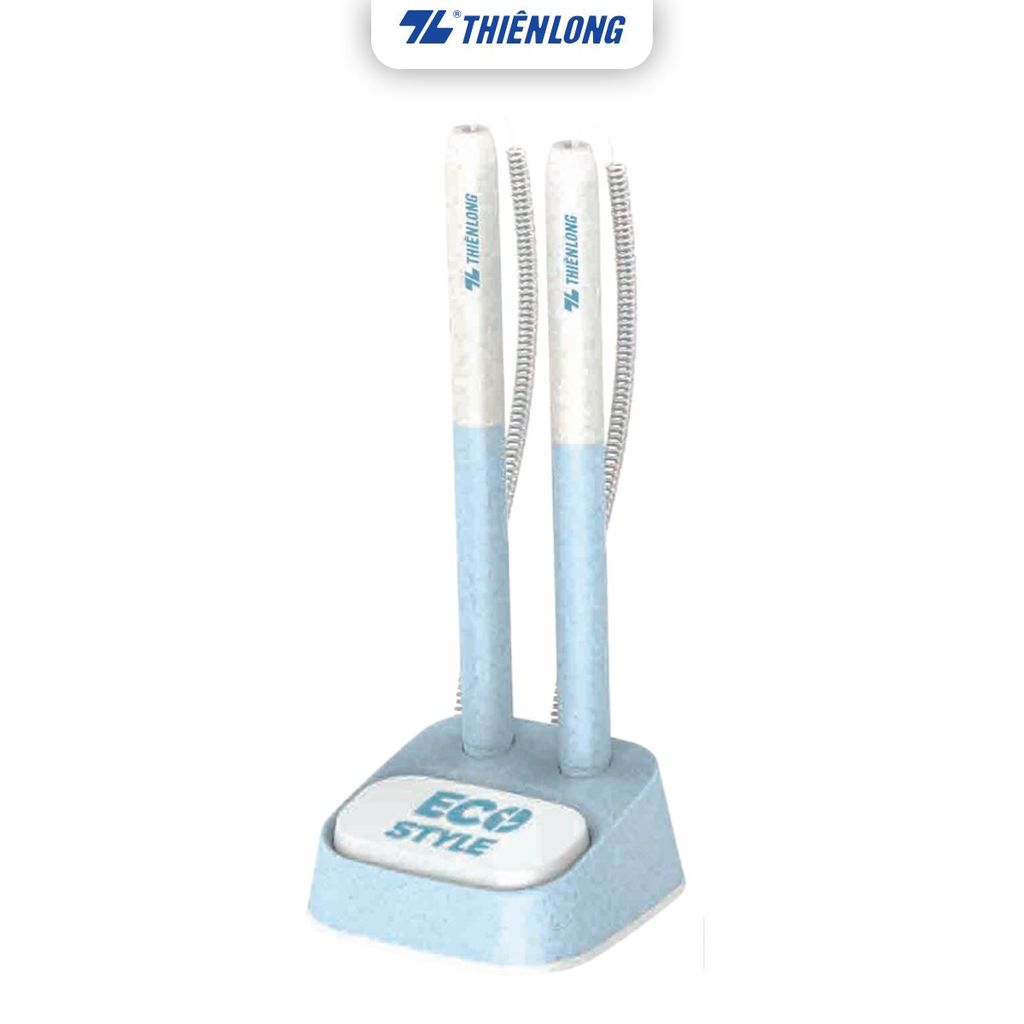 Bút bi đế cắm Thiên Long ECO Style PH-063/ECO - Mực Xanh - Chất liệu từ vỏ cám trấu