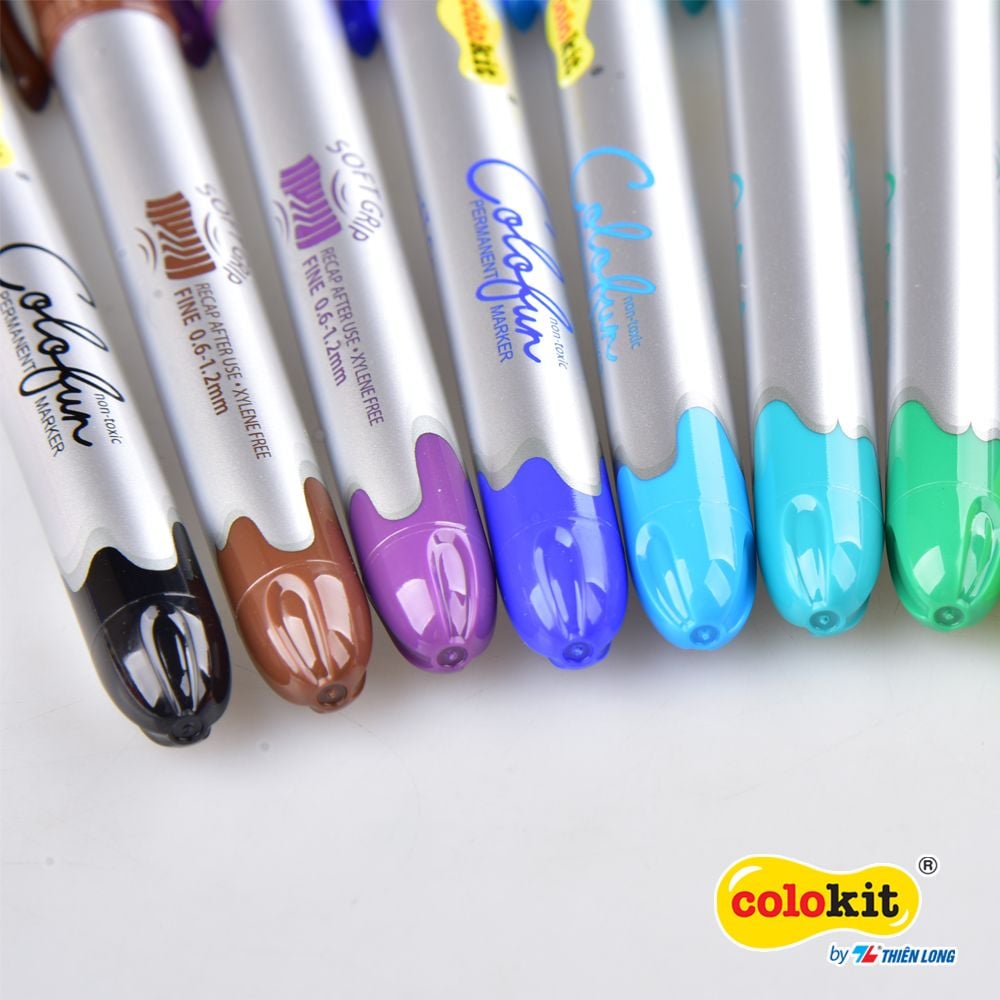 Hộp 12 bút lông dầu mỹ thuật Colokit PM-C01 vẽ được trên nhiều chất liệu, màu mực đậm, tươi sáng