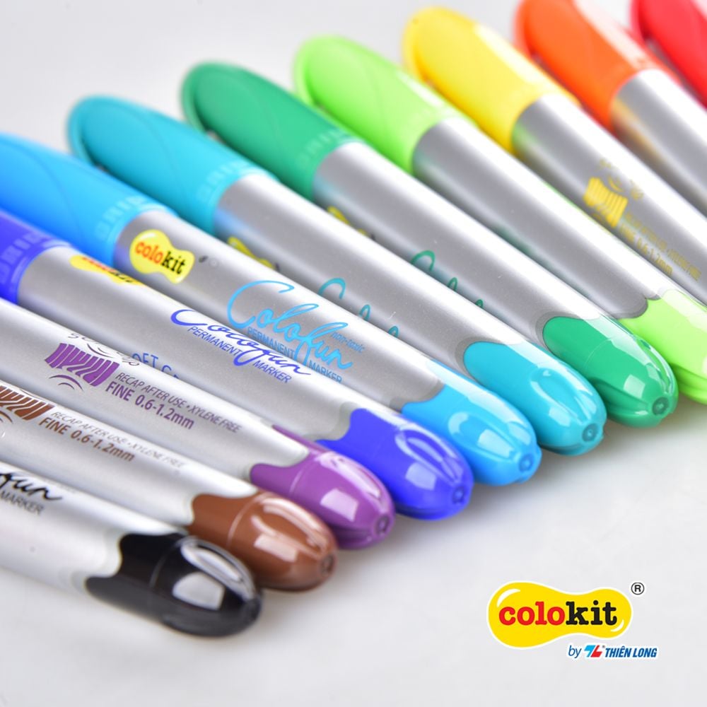 Hộp 12 bút lông dầu mỹ thuật Colokit PM-C01 vẽ được trên nhiều chất liệu, màu mực đậm, tươi sáng