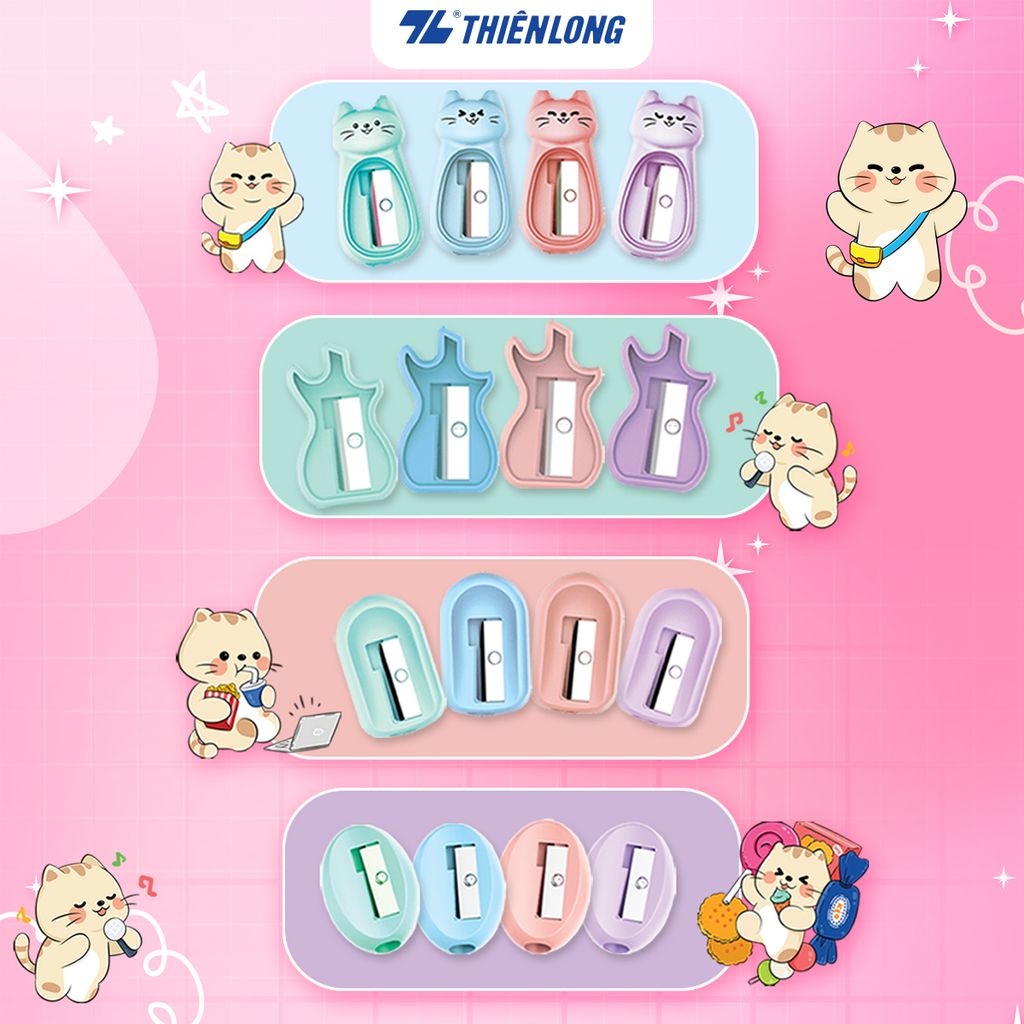 Chuốt chì Thiên Long S-022 - Hình mèo Tabby so cute - Mẫu ngẫu nhiên