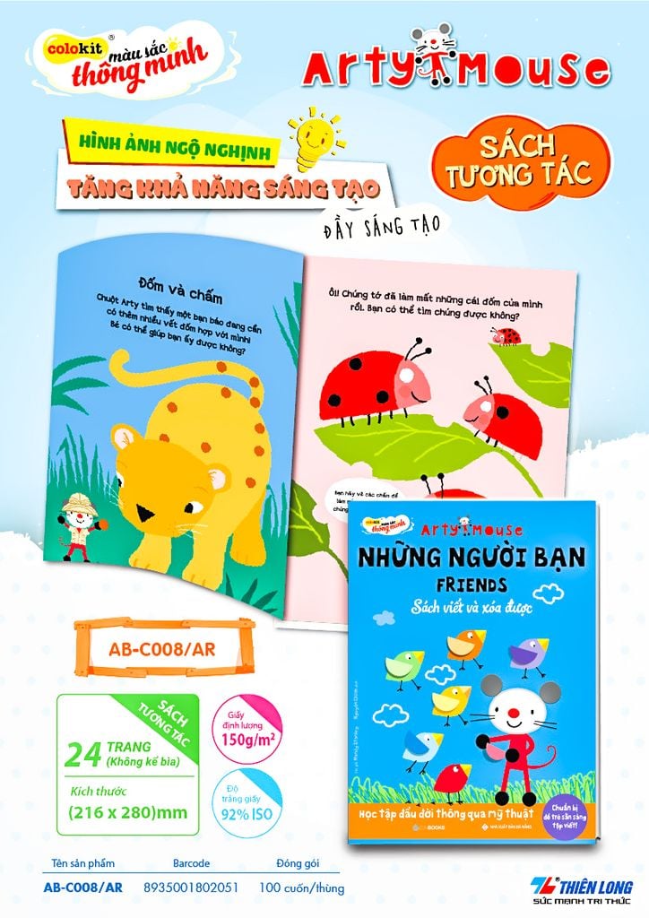 Sách hướng dẫn Cắt dán thủ công cho bé Arty Mouse Colokit STICKING AB-C006/AR