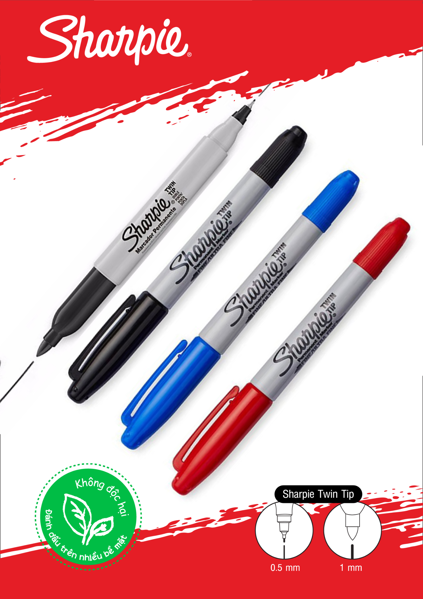 Bút Lông Dầu Sharpie Twin Tip Đen 32201