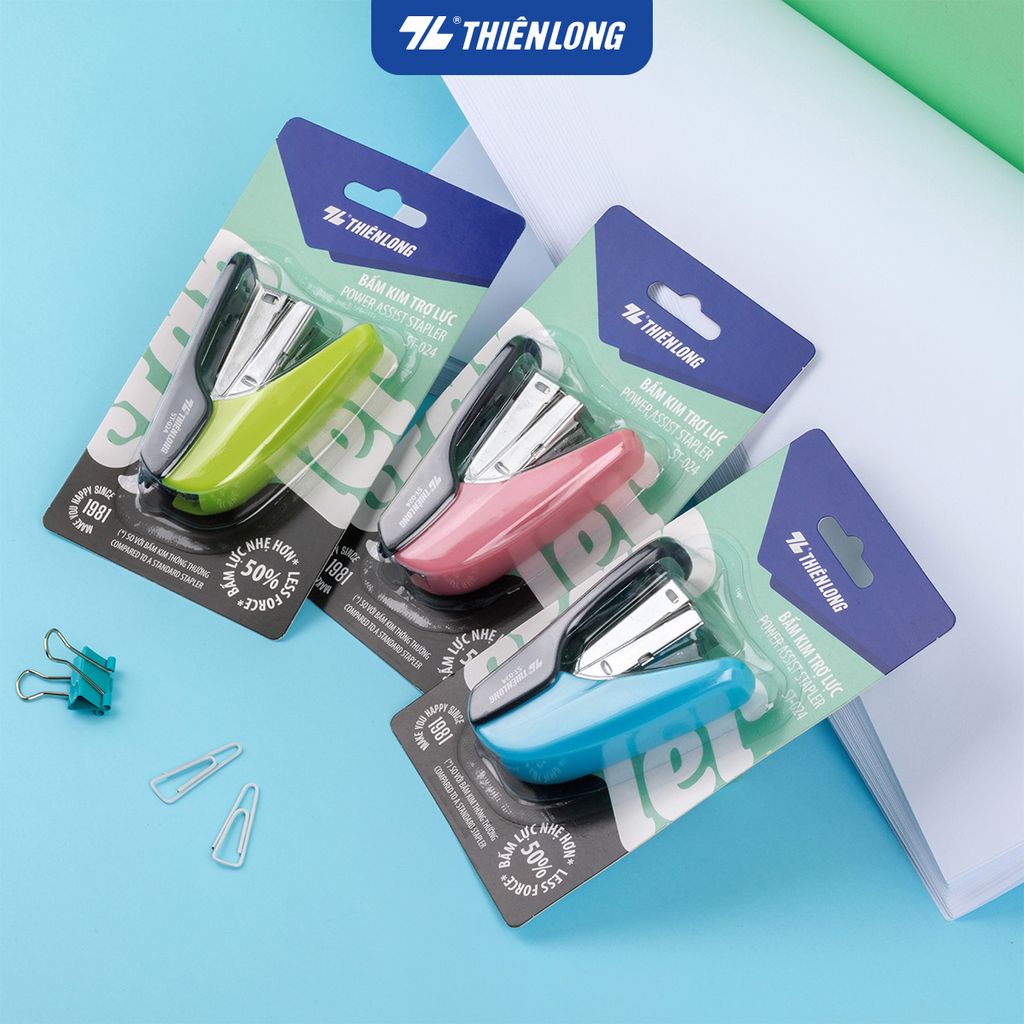 Bấm kim trợ lực số 10 - Power Assist Stapler Thiên Long - Bấm nhẹ hơn 50%