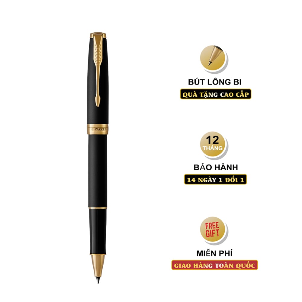 Bút lông bi cao cấp Parker Sonnet X-M Black GT TB-1950878 - Mạ Vàng 18K