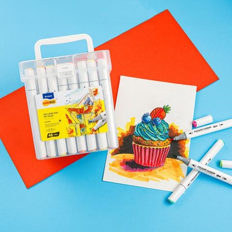 Bút dạ màu - bút marker 48 màu Thiên Long Colokit ART MARKER AM-C006 - Tặng Postcard