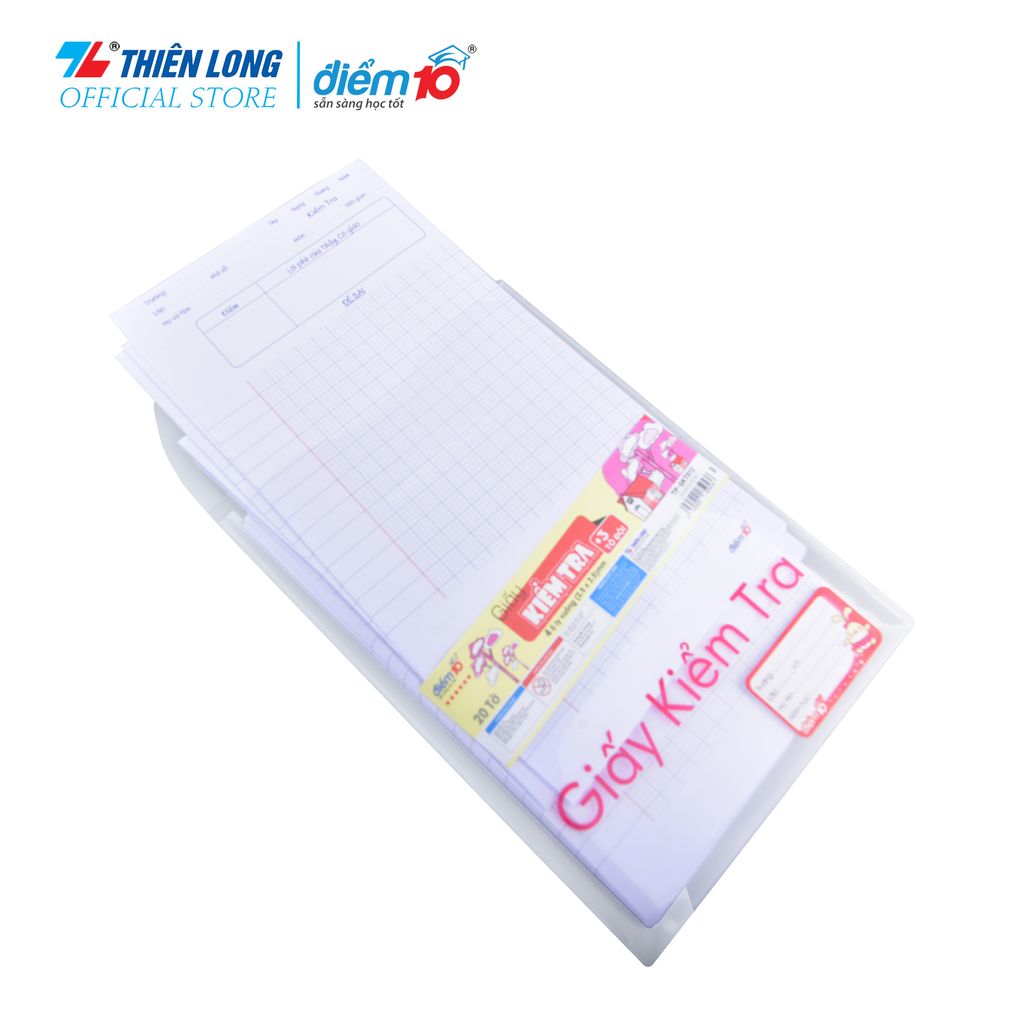 Túi 20 tờ đôi giấy kiểm tra 100gsm Thiên Long Điểm 10 TP-GKT012 4 ôly vuông