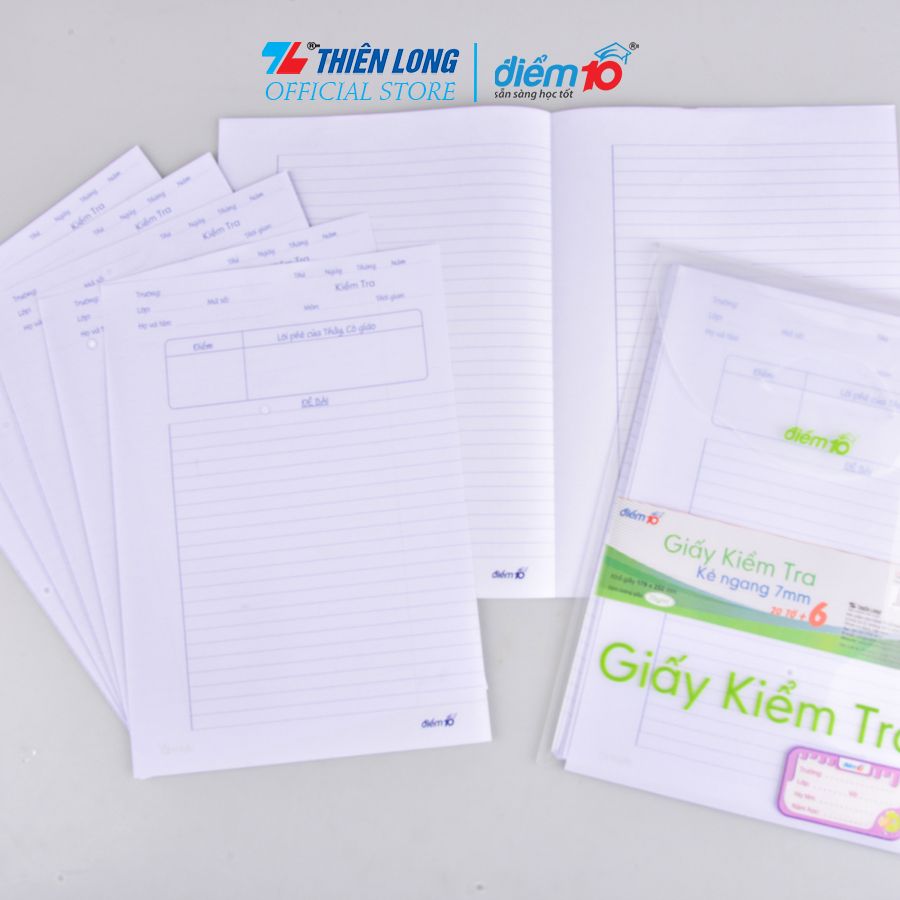 Giấy kiểm tra Thiên Long Điểm 10 TP-GKT05 - Dòng kẻ ngang 7mm