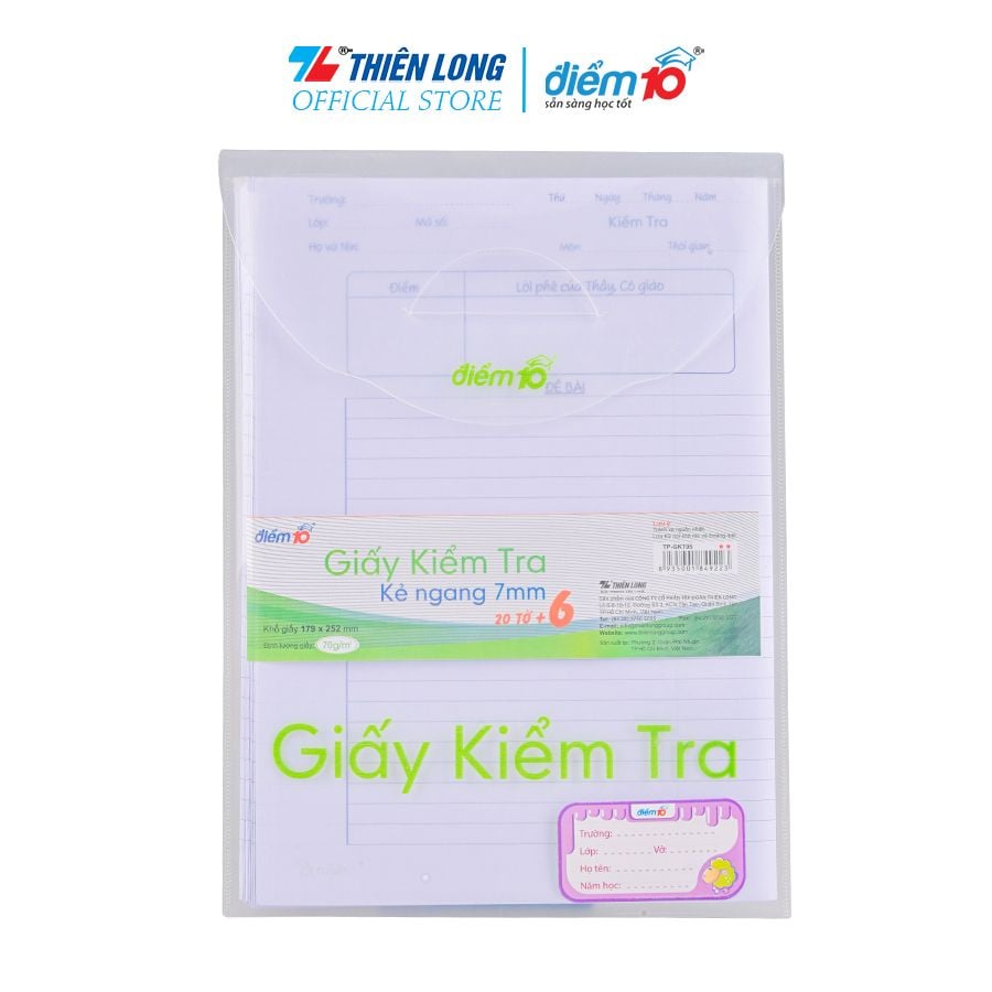 Giấy kiểm tra Thiên Long Điểm 10 TP-GKT05 - Dòng kẻ ngang 7mm