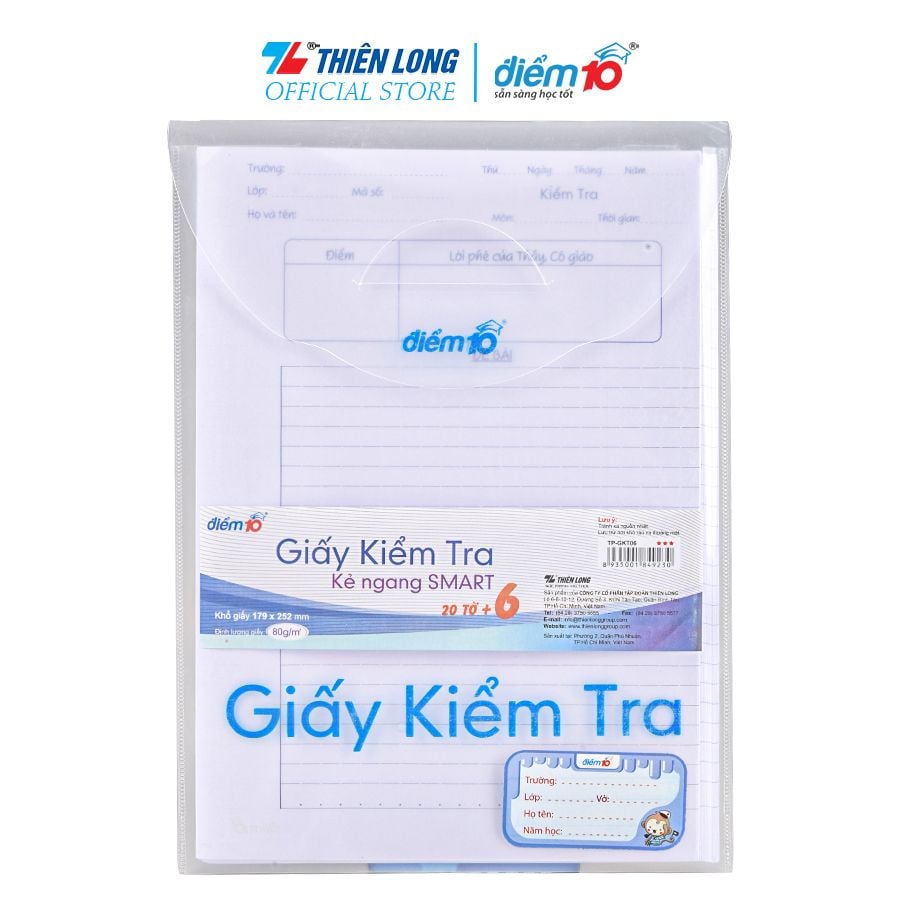 Giấy kiểm tra Thiên Long Điểm 10 TP-GKT06 - Dòng kẻ ngang
